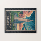 Iceland Hallgrimskirkja Illustration Travel Art Legpuzzel (Horizontaal)