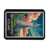 Iceland Hallgrimskirkja Illustration Travel Art Magneet (Horizontaal)
