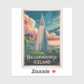 Iceland Hallgrimskirkja Illustration Travel Art Sticker (Vel)