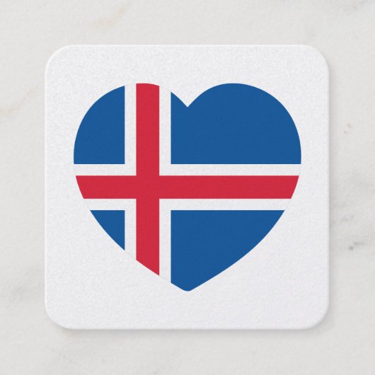 Iceland Heart Flag Vierkante Visitekaartje (Voorkant)