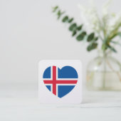 Iceland Heart Flag Vierkante Visitekaartje (Staand voorkant)