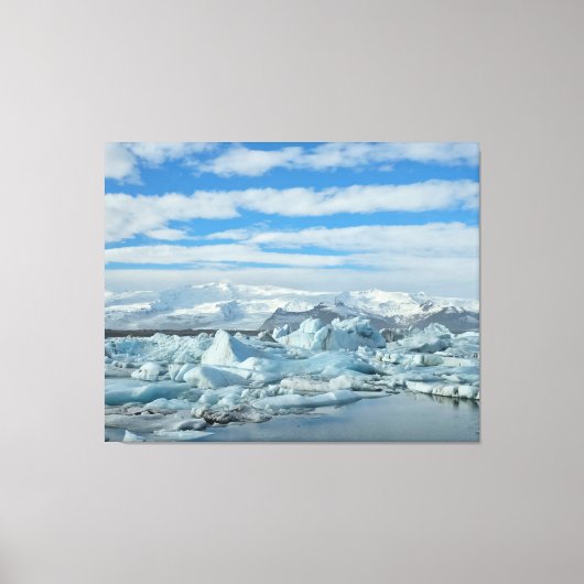 Iceland Iceberg Lagoon and Snowy Mountains Arctic Canvas Afdruk (Voorkant)