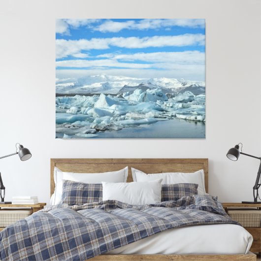 Iceland Iceberg Lagoon and Snowy Mountains Arctic Canvas Afdruk (Insitu (Slaapkamer))