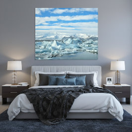 Iceland Iceberg Lagoon and Snowy Mountains Arctic Canvas Afdruk