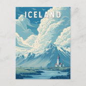 Iceland Illustration Travel Art Vintage Briefkaart (Voorkant)