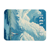 Iceland Illustration Travel Art Vintage Magneet (Horizontaal)