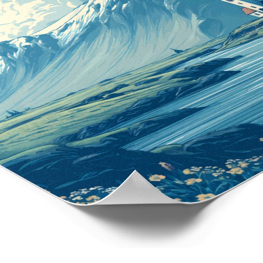 Iceland Illustration Travel Art Vintage Poster (Hoek)