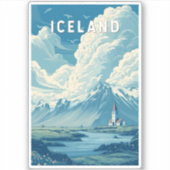 Iceland Illustration Travel Art Vintage Sticker (Voorkant)
