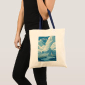 Iceland Illustration Travel Art Vintage Tote Bag (Voorkant (product))