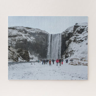 Iceland Jigsaw Puzzle - Skogafoss waterfall Winter Legpuzzel