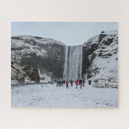 Iceland Jigsaw Puzzle - Skogafoss waterfall Winter Legpuzzel (Horizontaal)