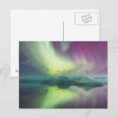 Iceland, Jokulsarlon. Aurora Lights Reflect Briefkaart (Voorkant / Achterkant)