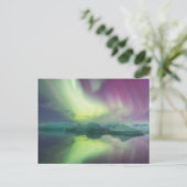 Iceland, Jokulsarlon. Aurora Lights Reflect Briefkaart (Staand voorkant)