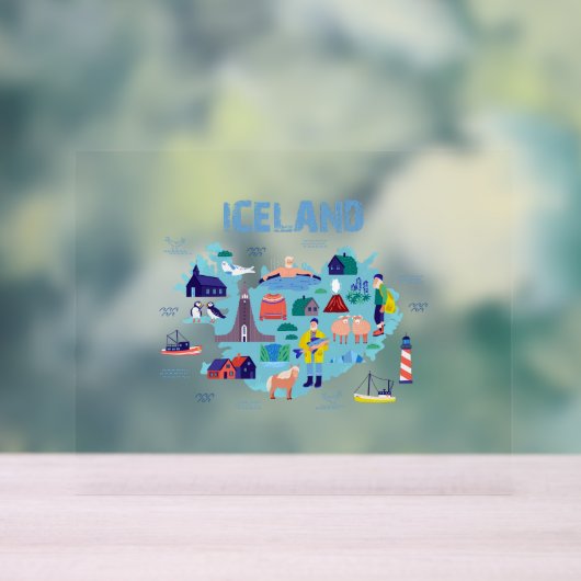 Iceland map acryl bord (Neutraal)