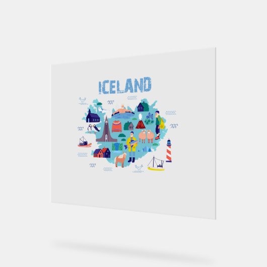 Iceland map acryl bord (Hoek)