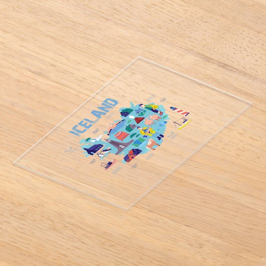 Iceland map acryl uitnodigingen (Laagn)