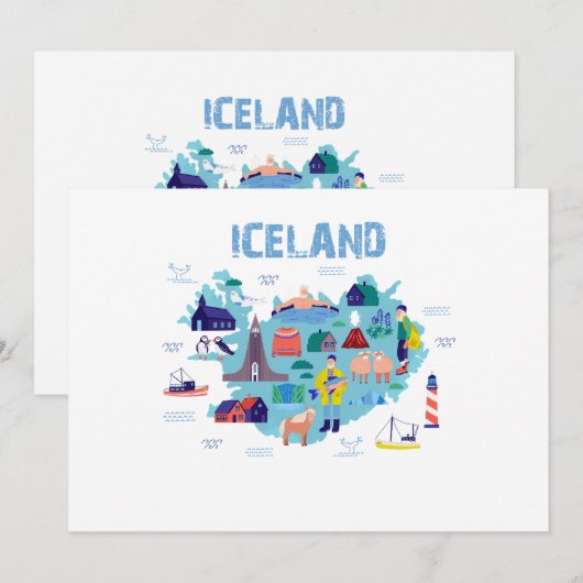 Iceland map kaart (Voorkant / Achterkant)