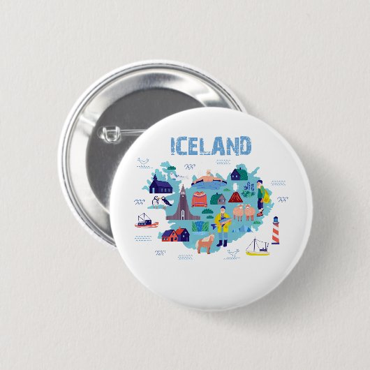 Iceland map ronde button 5,7 cm (Voorkant /achterkant)