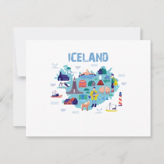 Iceland map RSVP kaartje (Voorkant)