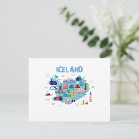 Iceland map RSVP kaartje (Staand voorkant)