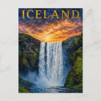 Iceland: Mystic Glow Waterfall Art Souvenir Briefkaart