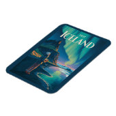 Iceland Northern Lights Illustration Travel Art Vi Magneet (Linkerzijde)