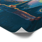 Iceland Northern Lights Illustration Travel Art Vi Poster (Hoek)