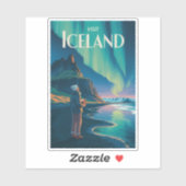 Iceland Northern Lights Illustration Travel Art Vi Sticker (Vel)