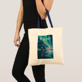 Iceland Northern Lights Illustration Travel Art Vi Tote Bag (Voorkant (product))