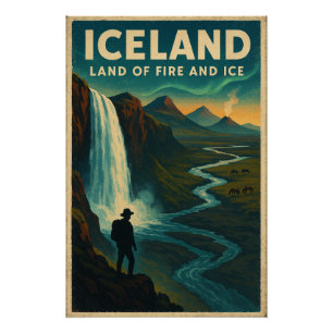 Iceland Retro Reizen 2026 Perfect Poster