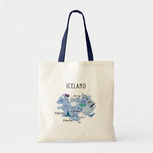 Iceland travel map (One-sided print) Tote Bag (Voorkant)