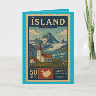 Iceland Vintage Stamp Kaart