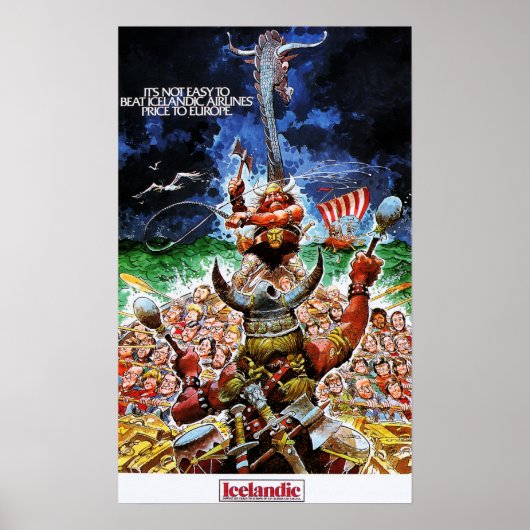 ICELANDIC AIRLINES Vikings Low Fare Europe Retro Poster (Voorkant)