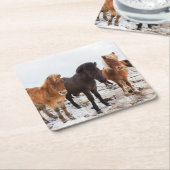 Icelandic Horse during winter on Iceland Kartonnen Onderzetters (Schuin)