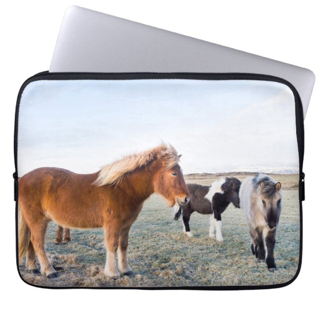 Icelandic Horse During Winter on Iceland Laptop Sleeve (Voorkant)