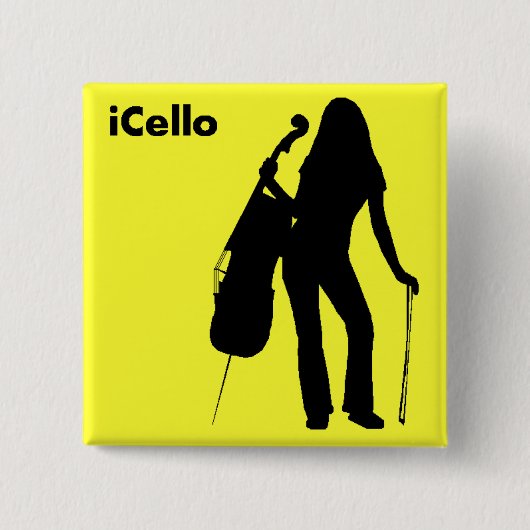 ICello Pin (geel) Vierkante Button 5,1 Cm (Voorkant)