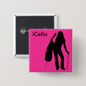 iCello Pin (roze) Vierkante Button 5,1 Cm (Voorkant /achterkant)