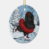 Iceskating Newfoundland Puppy Winter Wonderland Keramisch Ornament (Rechts)