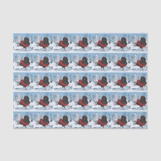 Iceskating Newfoundland Puppy Winter Wonderland Tissuepapier (Voorkant)