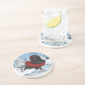 Iceskating Newfoundland Puppy Winter Wonderland Zandsteen Onderzetter (Zijkant)