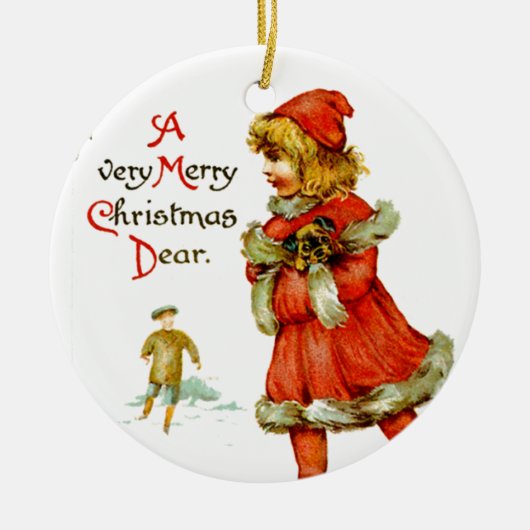Iceskerend kind keramisch ornament (Voorkant)