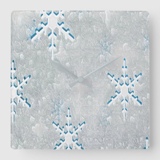 IceSnowflakes Kerstmis Vierkante Klok (Voorkant)