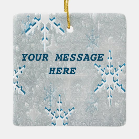 IceSnowflakes Square Keramische Decoratie (Voorkant)