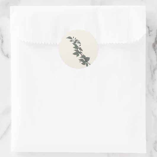 Icey Leaves – Gezellige botanische esthetische Sti Ronde Sticker (Tas)