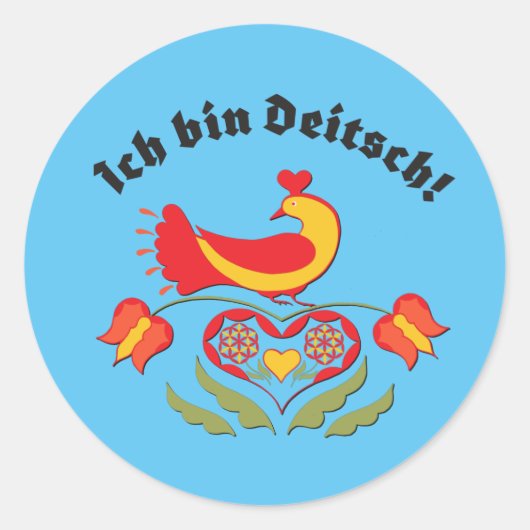 Ich bin Deitsch. Ronde Sticker (Voorkant)