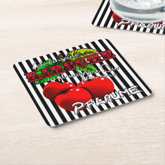 ich bin eine Kirsche was bist Du für eine Pflaume Kartonnen Onderzetters (Schuin)