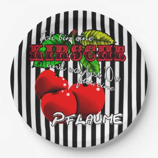 ich bin eine Kirsche was bist Du für eine Pflaume Papieren Bordje (Voorkant)