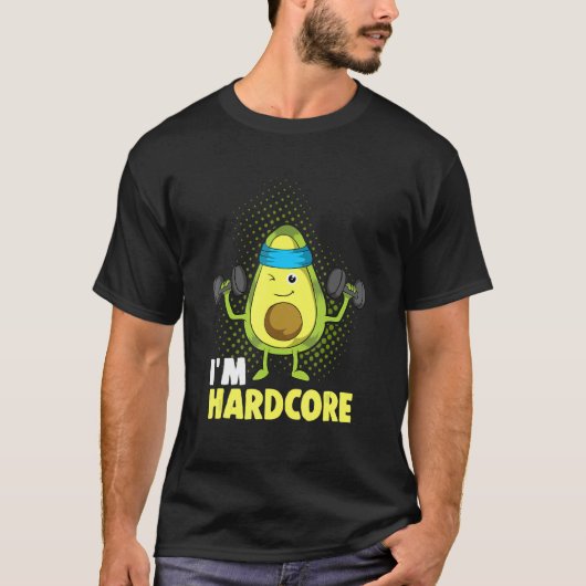 Ich Bin Hardcore Avocado Fitness Dumbbells T-shirt (Voorkant)