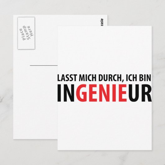 Ich bin Ingenieur Briefkaart (Voorkant / Achterkant)