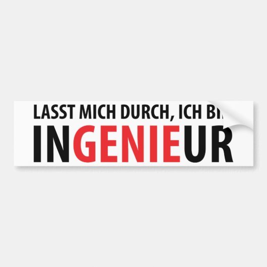 Ich bin Ingenieur Bumpersticker (Voorkant)